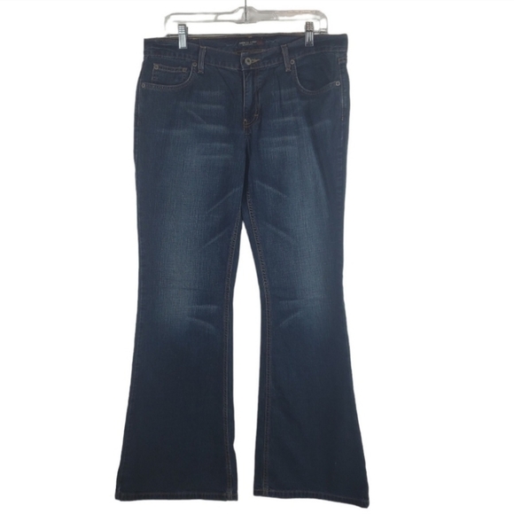 VINTAGE American Eagle Flare Jeans Womens 12 Dark Wash 100% cotton Y2K - Picture 2 of 5